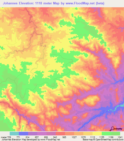 Johannes,Zimbabwe Elevation Map
