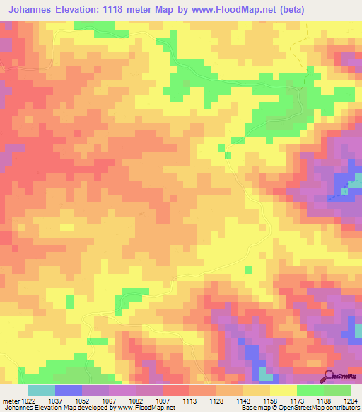 Johannes,Zimbabwe Elevation Map