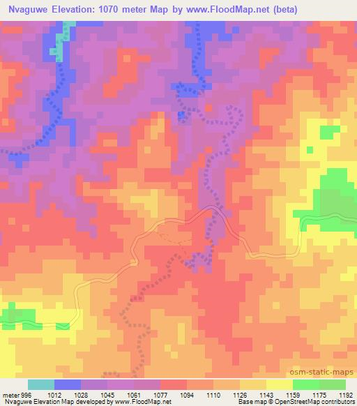 Nvaguwe,Zimbabwe Elevation Map