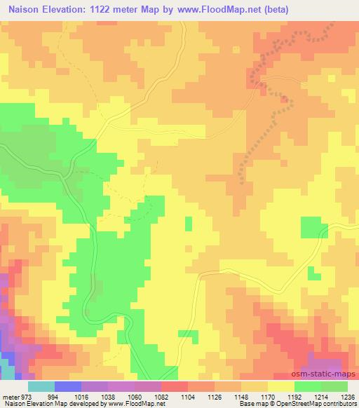 Naison,Zimbabwe Elevation Map