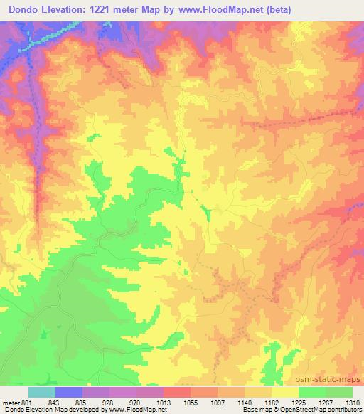 Dondo,Zimbabwe Elevation Map
