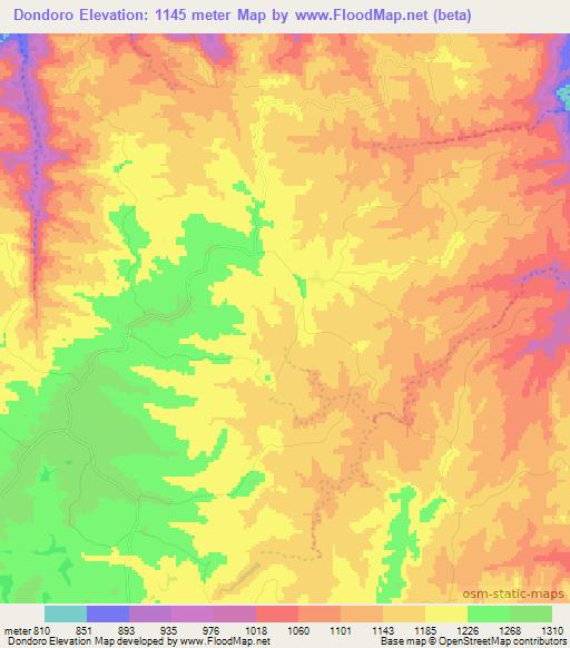 Dondoro,Zimbabwe Elevation Map