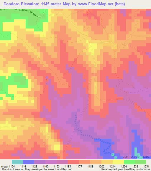 Dondoro,Zimbabwe Elevation Map