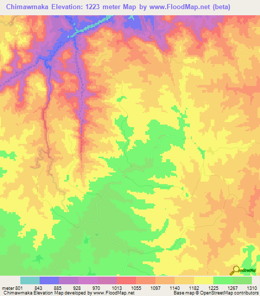 Chimawmaka,Zimbabwe Elevation Map