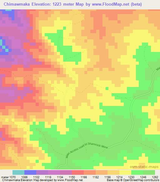 Chimawmaka,Zimbabwe Elevation Map