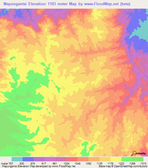 Mapungantsi,Zimbabwe Elevation Map