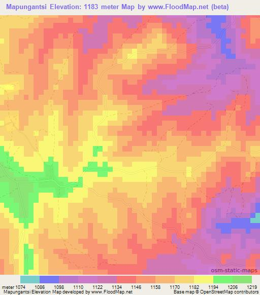 Mapungantsi,Zimbabwe Elevation Map