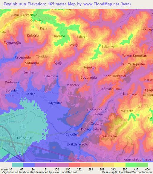 Zeytinburun,Turkey Elevation Map