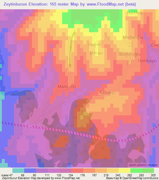 Zeytinburun,Turkey Elevation Map