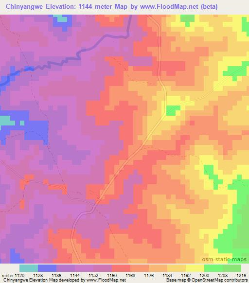 Chinyangwe,Zimbabwe Elevation Map