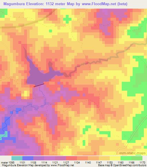 Magumbura,Zimbabwe Elevation Map