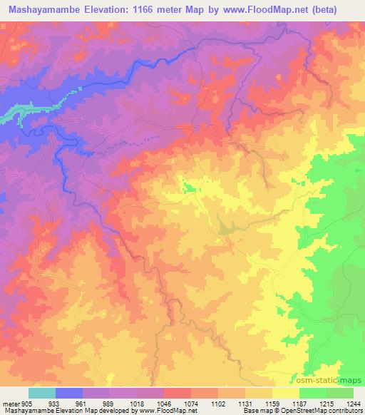 Mashayamambe,Zimbabwe Elevation Map