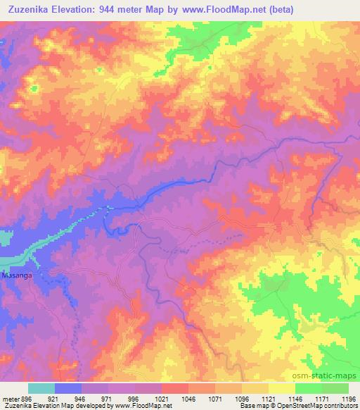 Zuzenika,Zimbabwe Elevation Map