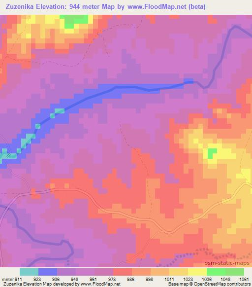 Zuzenika,Zimbabwe Elevation Map