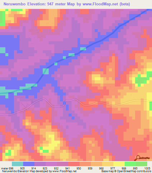 Neruwembo,Zimbabwe Elevation Map
