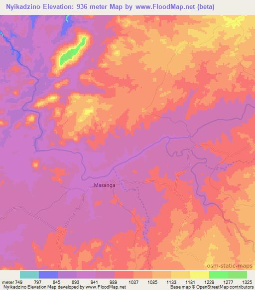 Nyikadzino,Zimbabwe Elevation Map