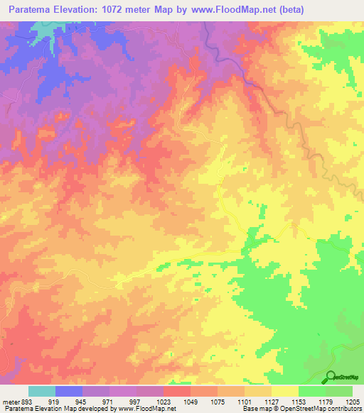 Paratema,Zimbabwe Elevation Map
