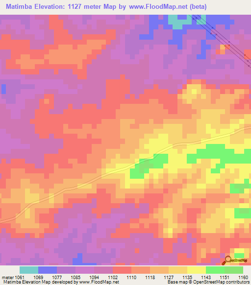 Matimba,Zimbabwe Elevation Map