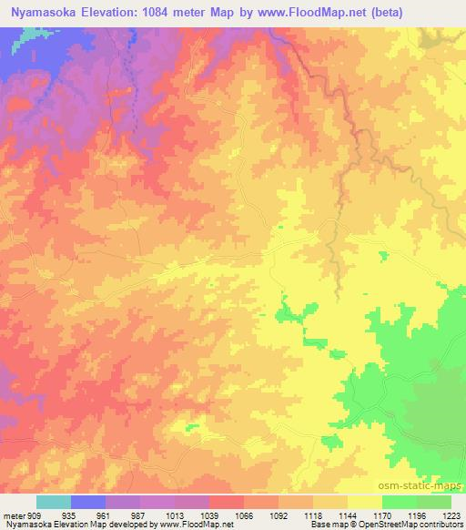 Nyamasoka,Zimbabwe Elevation Map