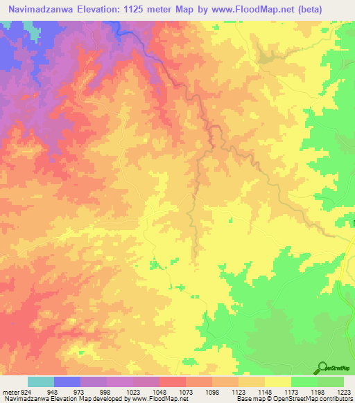 Navimadzanwa,Zimbabwe Elevation Map