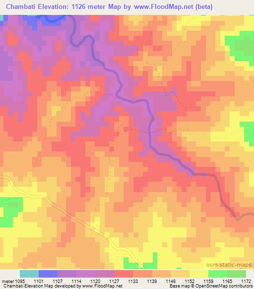 Chambati,Zimbabwe Elevation Map
