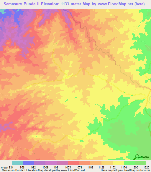 Samasuro Bunda II,Zimbabwe Elevation Map