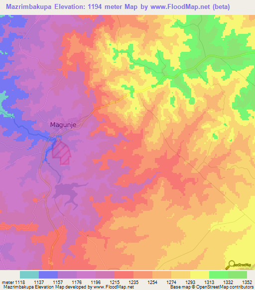 Mazrimbakupa,Zimbabwe Elevation Map