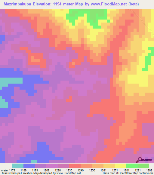 Mazrimbakupa,Zimbabwe Elevation Map