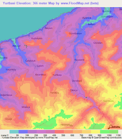 Yurtbasi,Turkey Elevation Map
