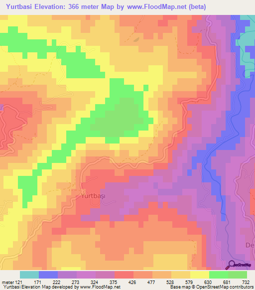 Yurtbasi,Turkey Elevation Map