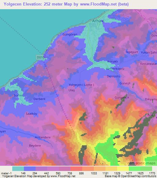 Yolgecen,Turkey Elevation Map
