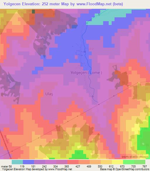 Yolgecen,Turkey Elevation Map
