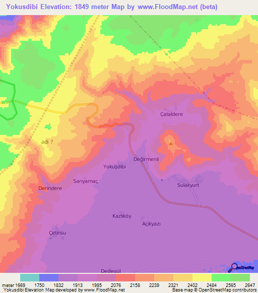 Yokusdibi,Turkey Elevation Map