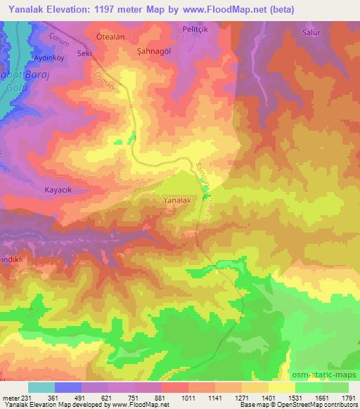 Yanalak,Turkey Elevation Map