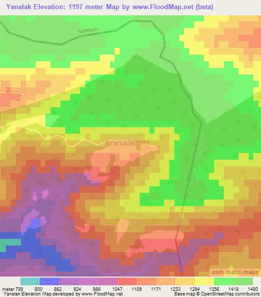 Yanalak,Turkey Elevation Map
