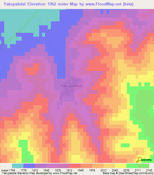 Yakupabdal,Turkey Elevation Map