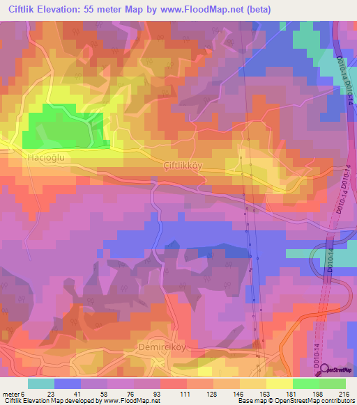 Ciftlik,Turkey Elevation Map