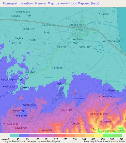 Uzungazi,Turkey Elevation Map