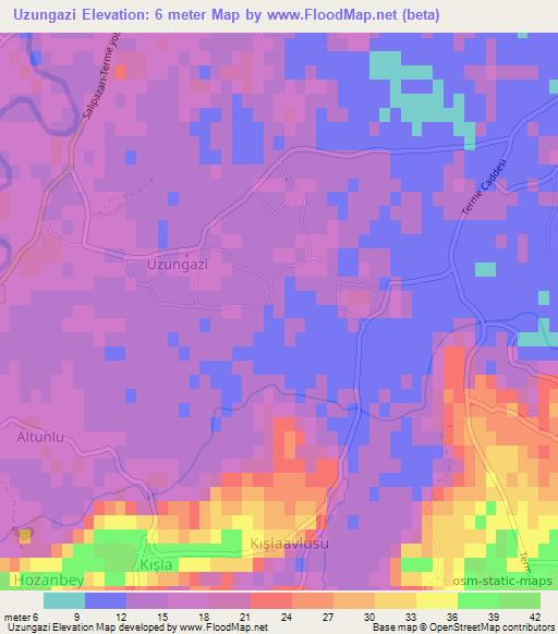 Uzungazi,Turkey Elevation Map