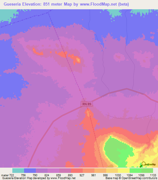 Gueseria,Algeria Elevation Map
