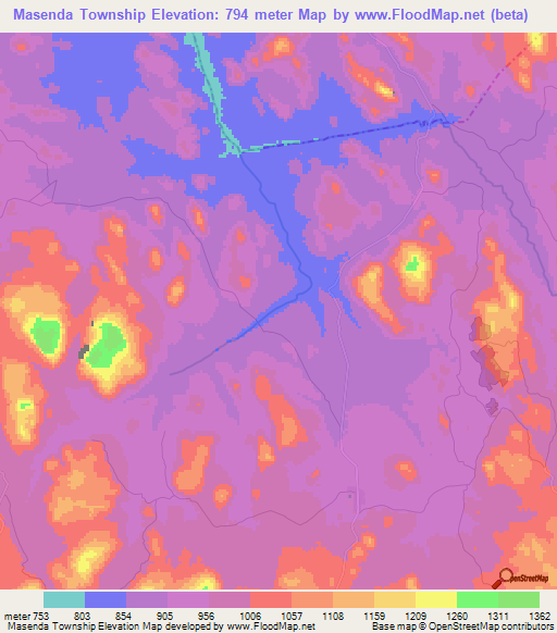 Masenda Township,Zimbabwe Elevation Map