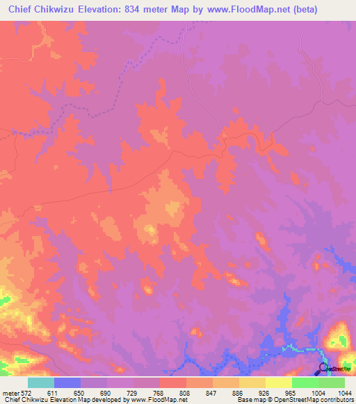Chief Chikwizu,Zimbabwe Elevation Map