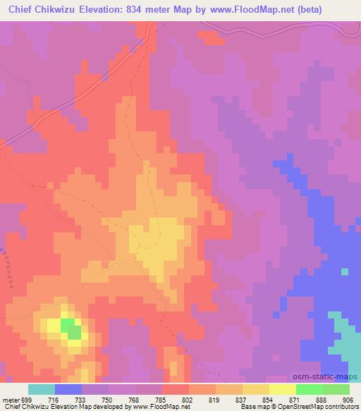 Chief Chikwizu,Zimbabwe Elevation Map