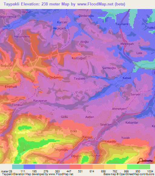 Taypakli,Turkey Elevation Map