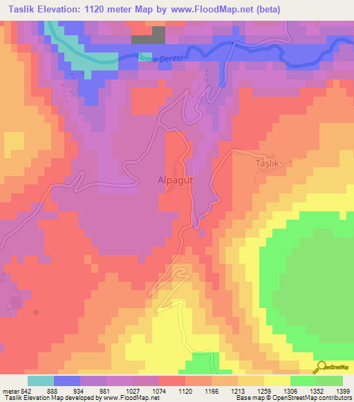 Taslik,Turkey Elevation Map