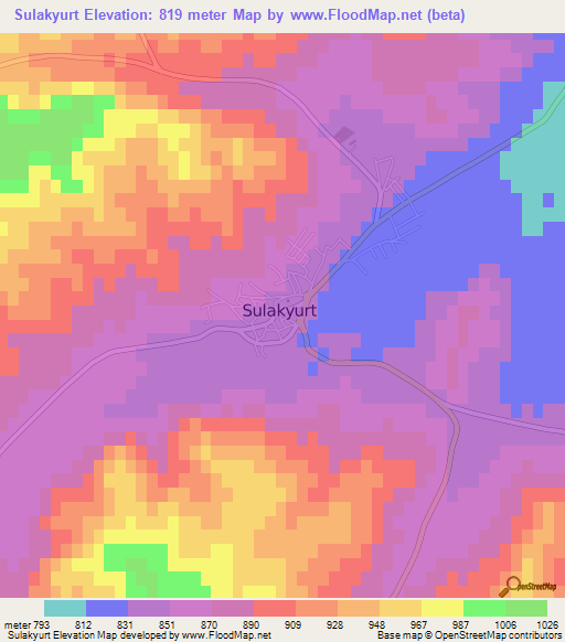 Sulakyurt,Turkey Elevation Map