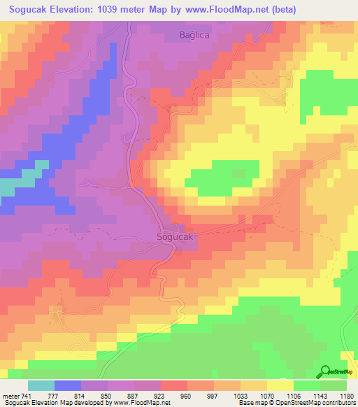 Sogucak,Turkey Elevation Map