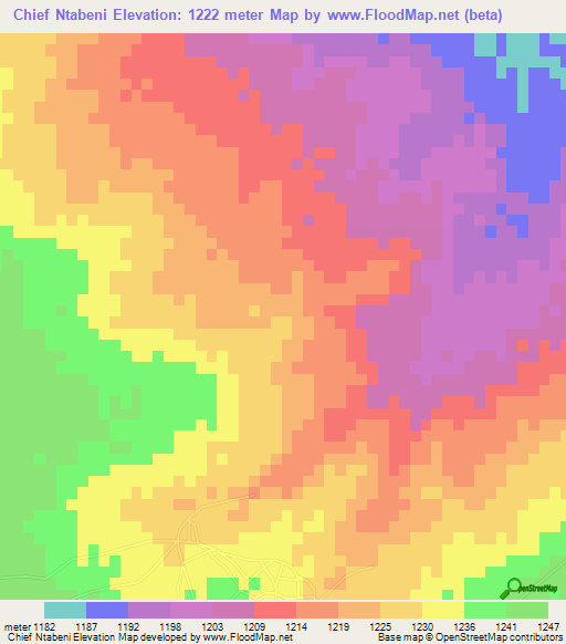Chief Ntabeni,Zimbabwe Elevation Map
