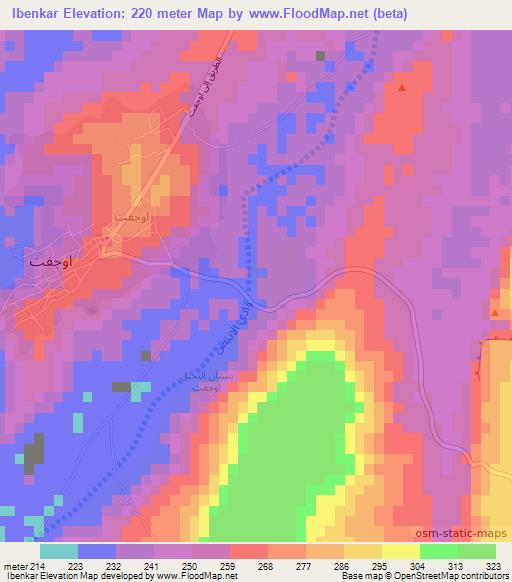 Ibenkar,Mauritania Elevation Map
