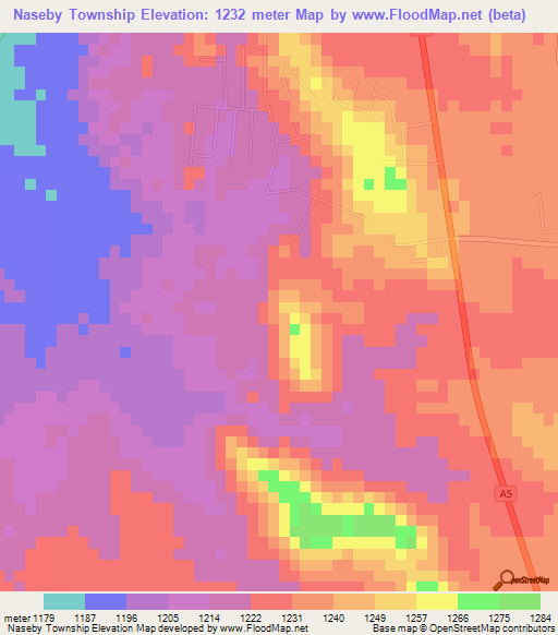 Naseby Township,Zimbabwe Elevation Map